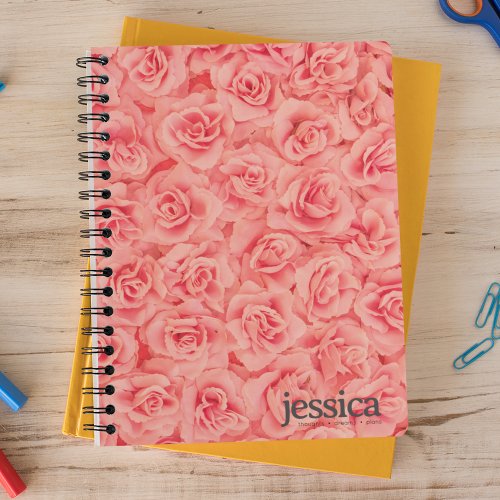 Pink Bundled Rose Rounded Modern Typography Notebook