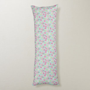 Pink Bunnies and Flowers Body Pillow