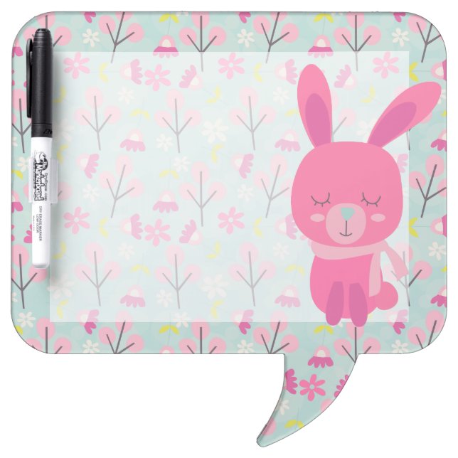 Pink Bunnies and Flowers Dry Erase Board (Front)