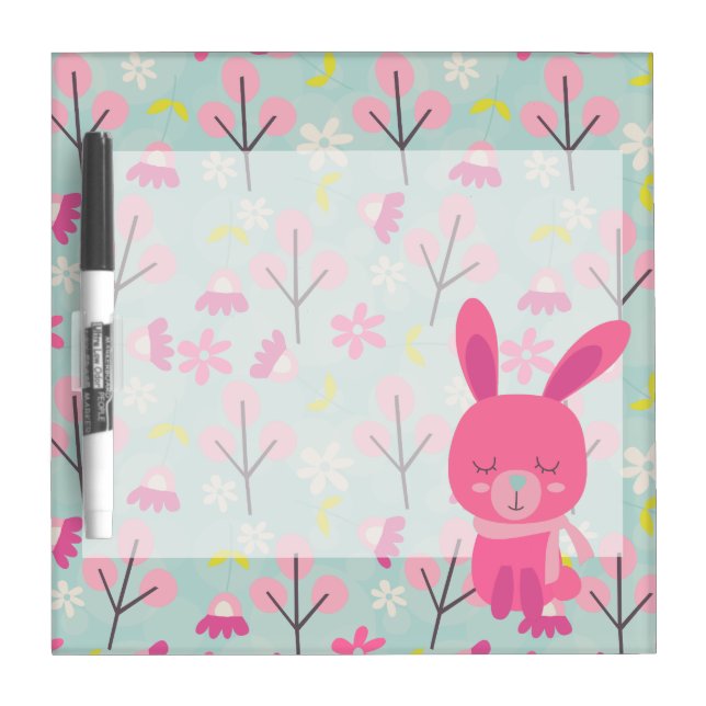 Pink Bunnies and Flowers Dry-Erase Board (Front)
