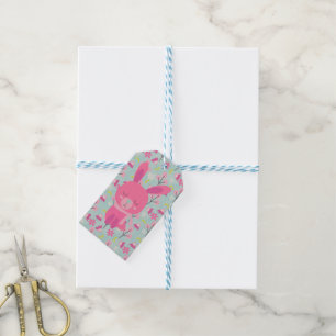 Pink Bunnies and Flowers Gift Tags