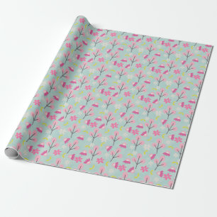 Pink Bunnies and Flowers Wrapping Paper