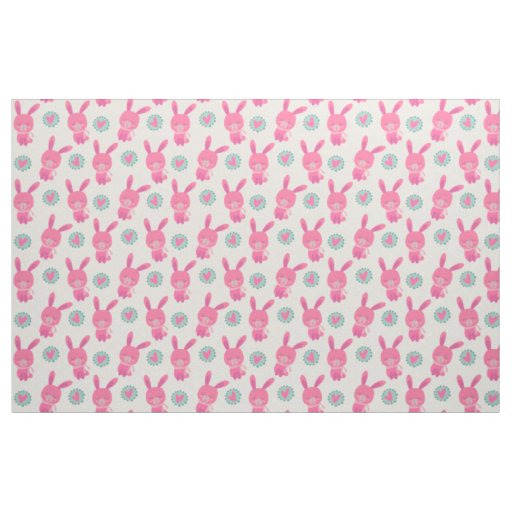 Pink Bunnies and Hearts Fabric
