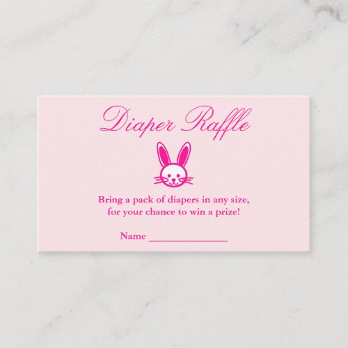 Pink Bunny Baby Shower Diaper Raffle Enclosure Card