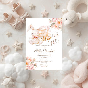  Pink Bunny Baby Shower Girl invitation