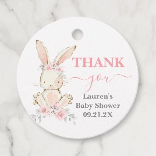 Pink Bunny Baby Shower Girl pink Favor Tags