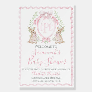 Pink Bunny Baby Shower Preppy Southern Foam Board