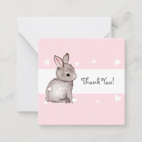 Pink Bunny Baby Shower Thank You Note card
