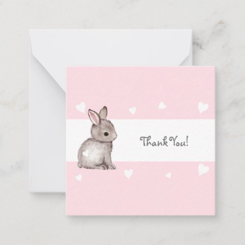 Pink Bunny Baby Shower Thank You Notecard