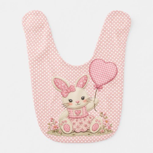 Pink Bunny Balloon Baby Bib