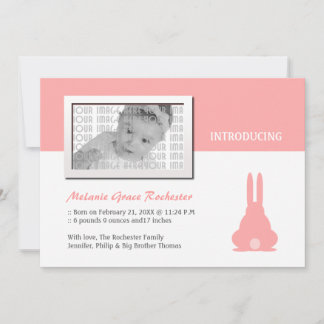 Pink Bunny Birth Announcement