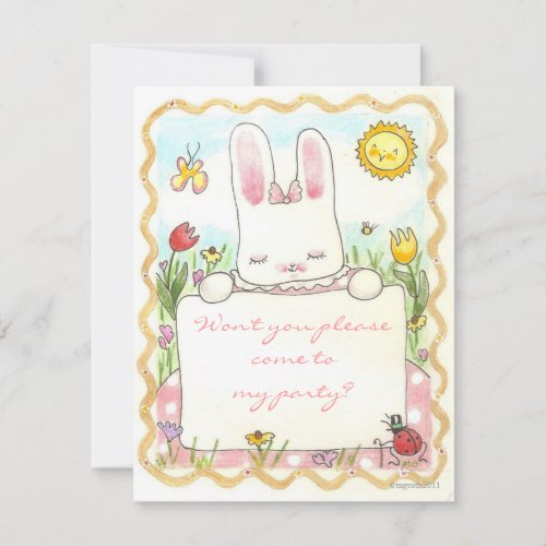 pink bunny birthday invite
