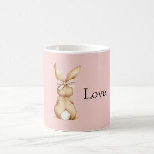 Pink Bunny Bow White Tail Coffee Mug