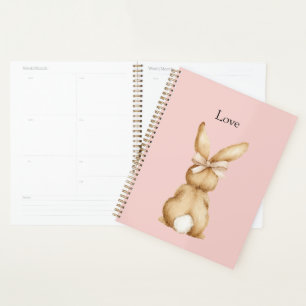 Pink Bunny Bow White Tail Planner