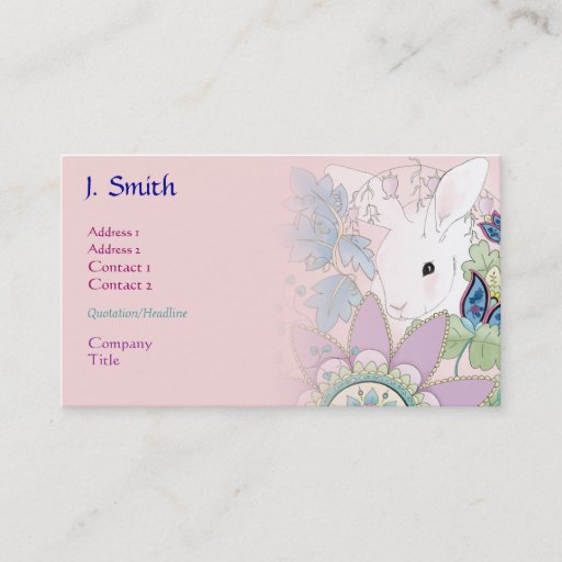Customizable Pink Bunny Business/Profile Cards Business Cards