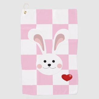 Pink Bunny Checkerboard Baby Towel