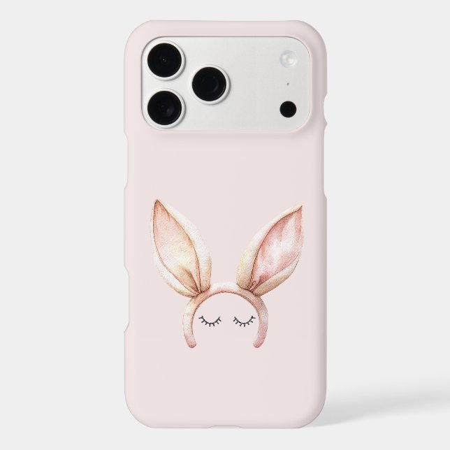 Pink Bunny Ears Eyelashes iPhone Case (Back)