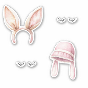 Pink Bunny Ears Eyelashes Sticker