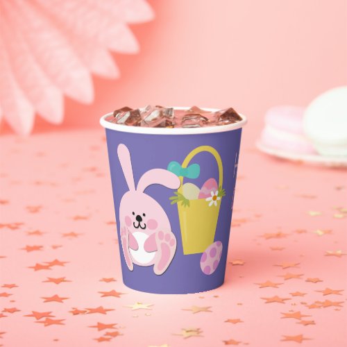 Pink Bunny Easter Basket School Party Paper Cups