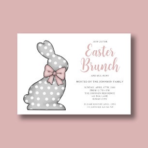 Pink Bunny Easter Brunch And Egg Hunt  Invitation