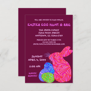 Pink Bunny Easter Egg Hunt & BBQ Custom Invite