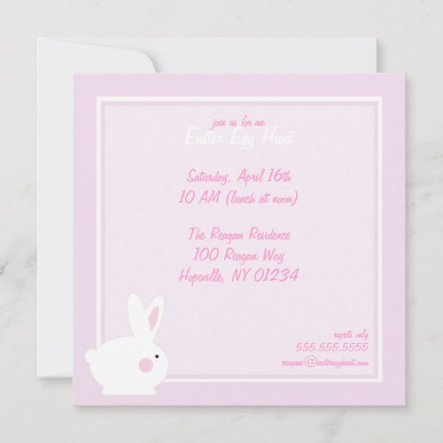 Pink Bunny Easter Egg Hunt Invitations