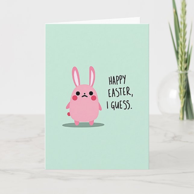 Pink Bunny Easter Guess Card (Front)