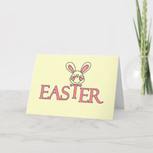 Pink Bunny Easter T-shirts and Gifts Holiday Card