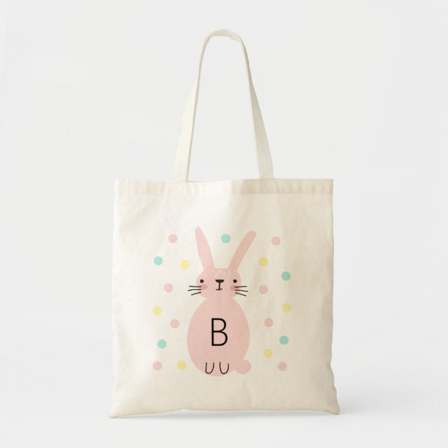 Pink Bunny Egg Hunt Personalized Tote Bag (Front)