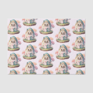 Pink Bunny & Egg Shaped House Kawaii Pattern Tissue Paper