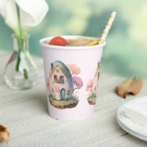 Pink Bunny  Egg Shaped House Kawaii Style Paper Cups
