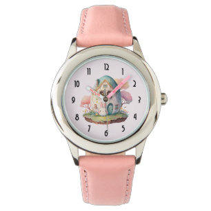 Pink Bunny & Egg Shaped House Kawaii Style Watch