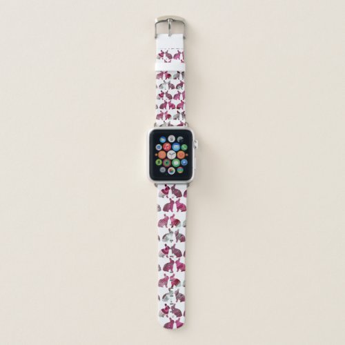 Pink Bunny Fluid Art Easter Rabbit Pattern Cute Apple Watch Band