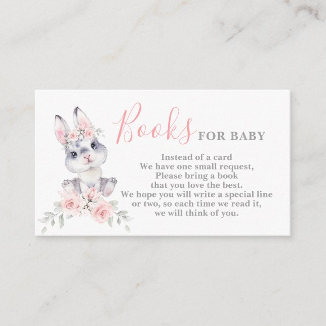 Pink Bunny Girl Bring a Book Card (Front)