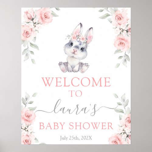Pink Bunny Girl Welcome sign