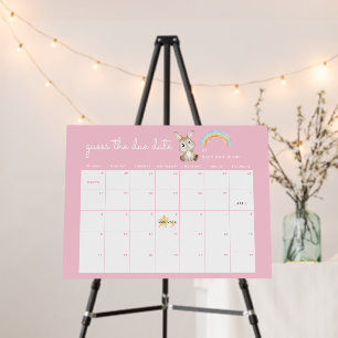 Pink Bunny Guess The Due Date Baby Shower Foam Board