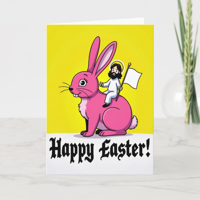 Pink Bunny Happy Easter Card (Front)
