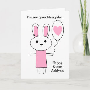Pink Bunny Happy Easter Granddaughter Holiday Card