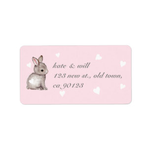 Pink Bunny Heart Address Labels