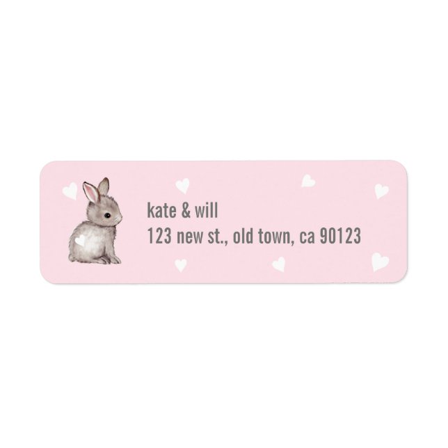 Pink Bunny Heart Return Address Labels (Front)