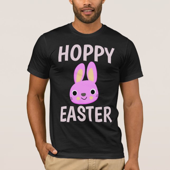 PINK BUNNY HOPPY EASTER KIDS T-SHIRTS (Front)