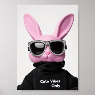 Pink Bunny in sunglasses Poster