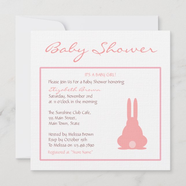 Pink Bunny Invitation (Front)