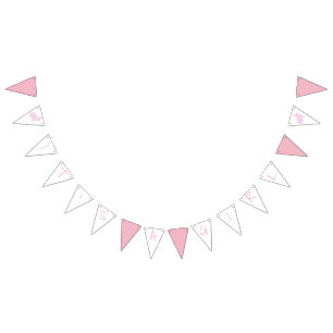 Pink Bunny It's A Girl Baby Shower Bunting Flags