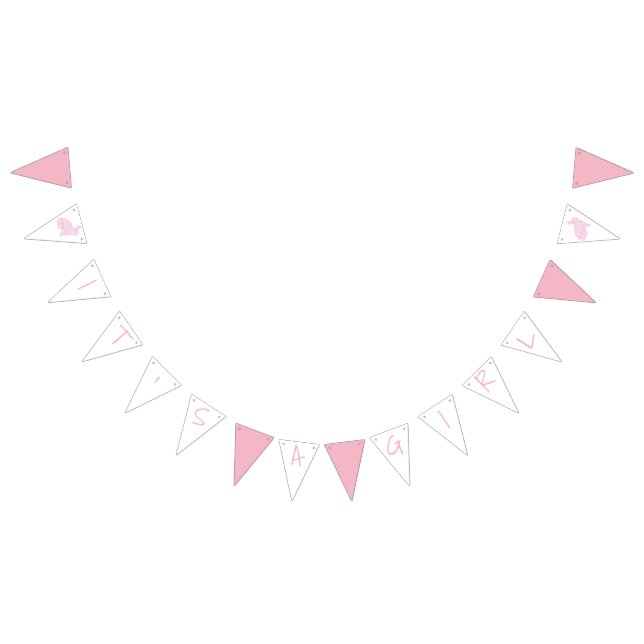 Pink Bunny It's A Girl Baby Shower Bunting Flags (All)