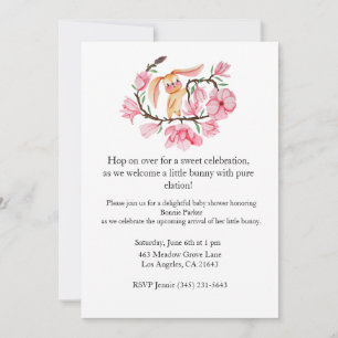 Pink Bunny Magnolia Baby Shower Invitation