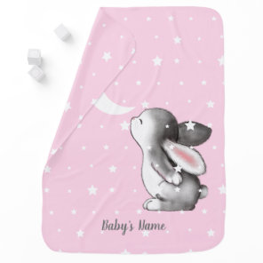 Pink Bunny Moon Stars Baby Blanket