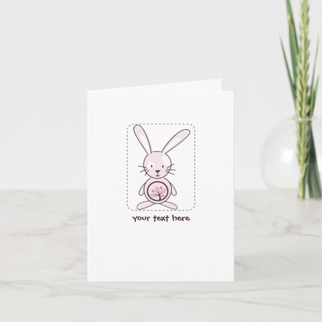 Pink Bunny Organic Planet Note Cards (Front)