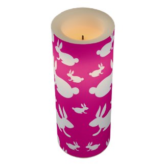 Pink Bunny Pattern LED Candle