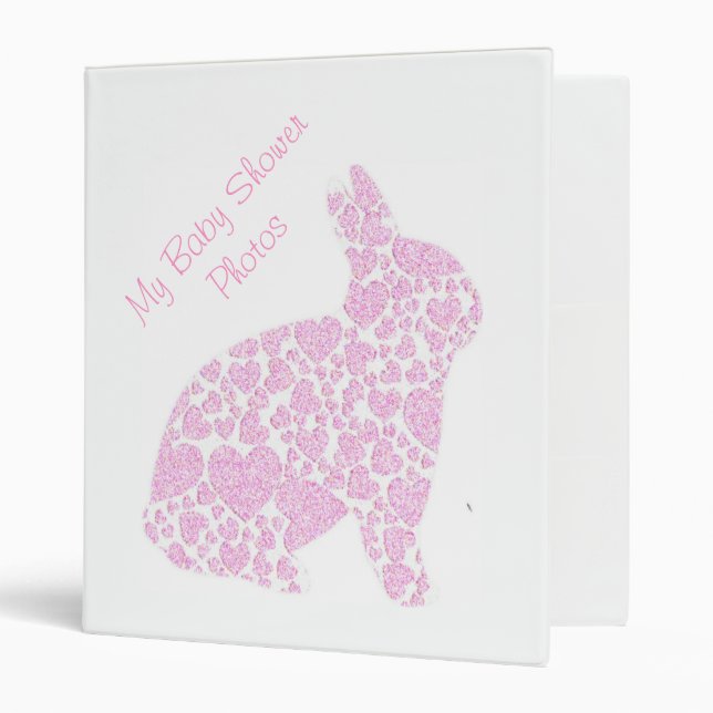 Pink Bunny Personalize It Baby Shower Photo Album Binder (Front/Inside)
